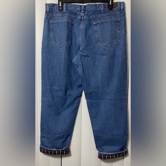 EUC LL Bean Double Jeans, Relaxed Fit, Cotton, Flannel Lined, Sz 42x34, Denim​ - Picture 9 of 15